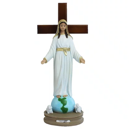 Imagem de Nossa Senhora de Todos Os Povos Cruz Madeira - 38 cm