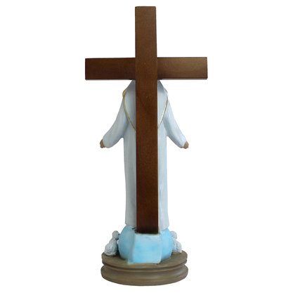 Imagem de Nossa Senhora de Todos Os Povos Cruz Madeira - 38 cm