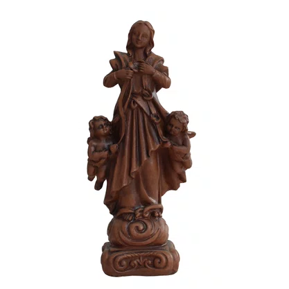 Imagem de Nossa Senhora Desatadora dos Nós de Resina Efeito Madeira - 20 cm