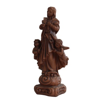 Imagem de Nossa Senhora Desatadora dos Nós de Resina Efeito Madeira - 20 cm