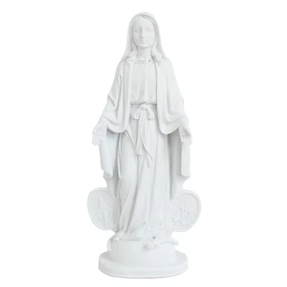 Imagem de Nossa Senhora Medalha Milagrosa de Mármore Branco Strass - 40 cm