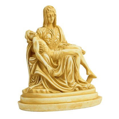 Imagem de Nossa Senhora Pietá de Mármore Amarelo - 19 cm x 17 cm