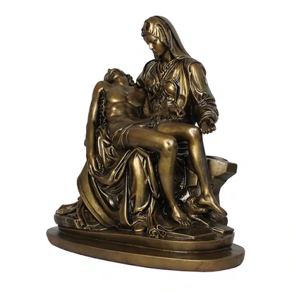 Imagem de Nossa Senhora Pietá de Mármore com Pintura em Bronze - 44 cm