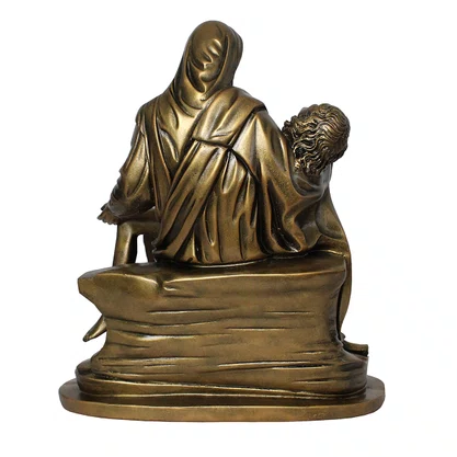 Imagem de Nossa Senhora Pietá de Mármore com Pintura em Bronze - 44 cm