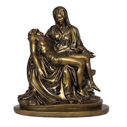 Imagem de Nossa Senhora Pietá de Mármore com Pintura em Bronze - 44 cm