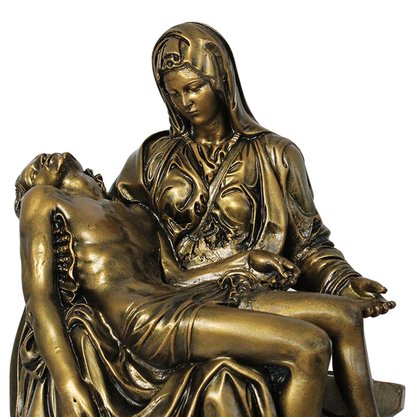 Imagem de Nossa Senhora Pietá de Mármore com Pintura em Bronze - 44 cm