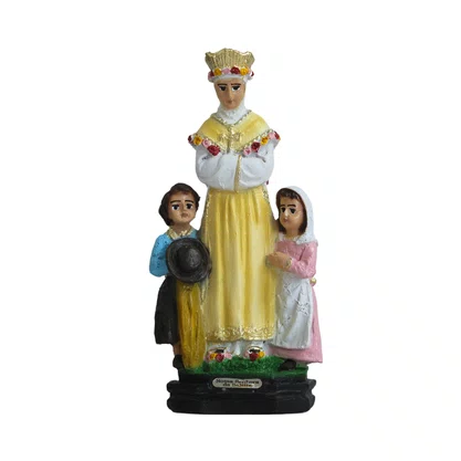Imagem de Nossa Senhora Salette com Crianças de Resina Nacional - 15 cm