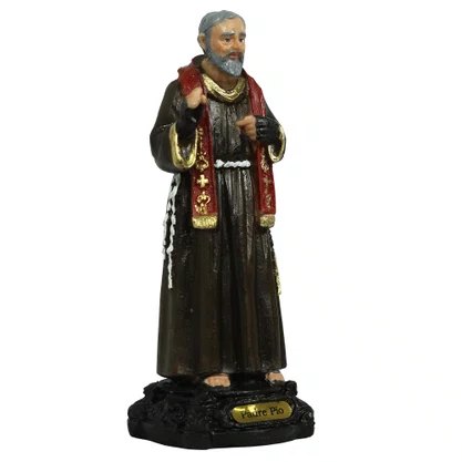 Imagem de Padre Pio de Resina Nacional - 12 cm
