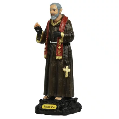 Imagem de Padre Pio de Resina Nacional - 12 cm