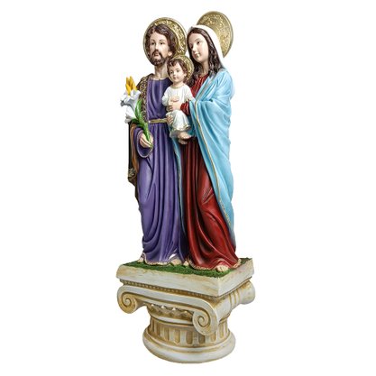 Imagem de Sagrada Família com Pedestal de Resina Nacional - 75 cm