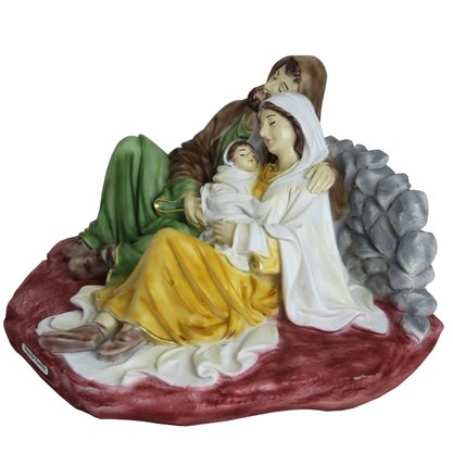 Imagem de Sagrada Família Descansando de Resina Nacional - 15 cm x 28 cm