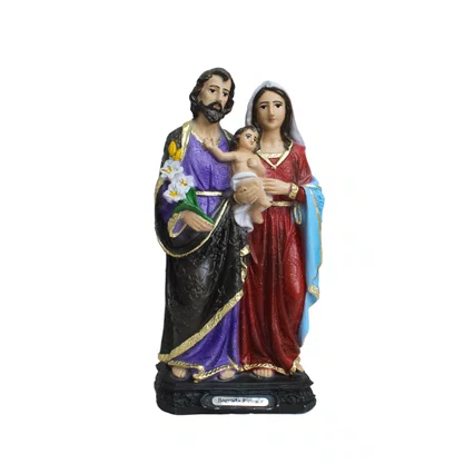 Imagem de Sagrada Família Veste Bordada de Resina Nacional - 21 cm