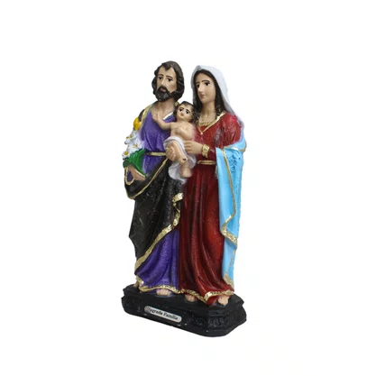 Imagem de Sagrada Família Veste Bordada de Resina Nacional - 21 cm