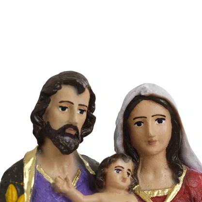 Imagem de Sagrada Família Veste Bordada de Resina Nacional - 21 cm