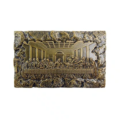 Imagem de Santa Ceia em Mármore com Pintura em Bronze - 9 cm x 15 cm