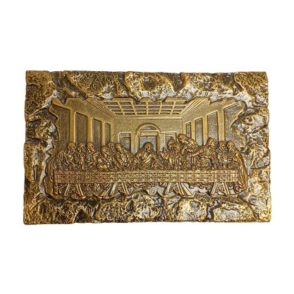 Imagem de Santa Ceia em Mármore com Pintura em Bronze - 9 cm x 15 cm