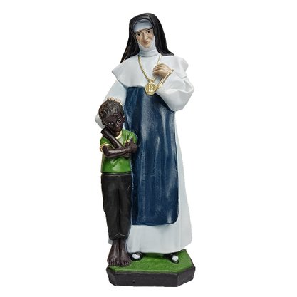 Imagem de Santa Dulce dos Pobres com Criança em Pé de Resina Nacional - 29 cm