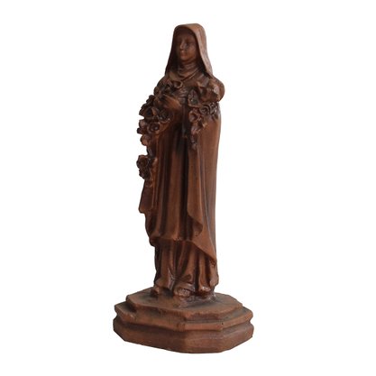 Imagem de Santa Teresinha Resina Efeito Madeira - 15 cm