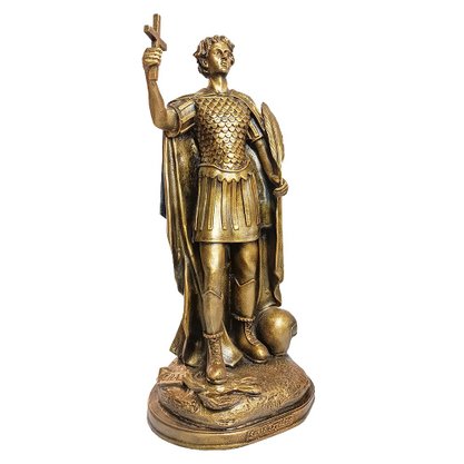 Imagem de Santo Expedito de Mármore Com Pintura Em Bronze - 45 cm