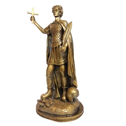 Imagem de Santo Expedito de Mármore Com Pintura Em Bronze - 45 cm