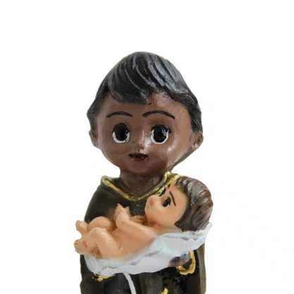 Imagem de São Benedito Infantil de Resina Nacional - 10 cm