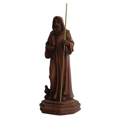 Imagem de São Bento Resina Efeito Madeira - 22 cm