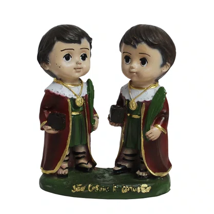 Imagem de São Cosme e Damião Infantil de Resina Nacional - 10 cm