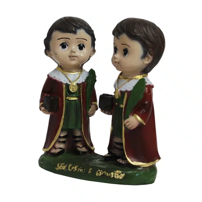 Imagem de São Cosme e Damião Infantil de Resina Nacional - 10 cm