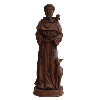 Imagem de São Francisco Resina Efeito Madeira - 21 cm