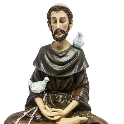 Imagem de São Francisco Meditando de Resina Nacional  - 20 cm