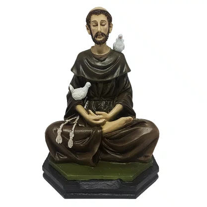 Imagem de São Francisco Meditando de Resina Nacional  - 20 cm