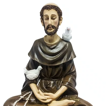 Imagem de São Francisco Meditando de Resina Nacional  - 20 cm