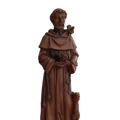 Imagem de São Francisco Resina Efeito Madeira - 21 cm