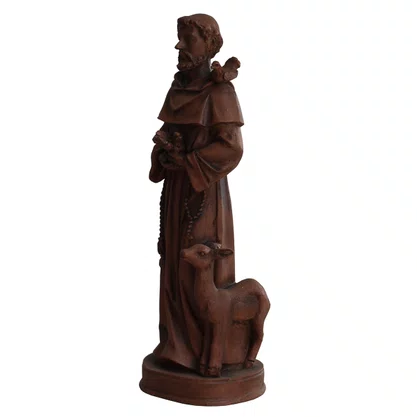 Imagem de São Francisco Resina Efeito Madeira - 21 cm