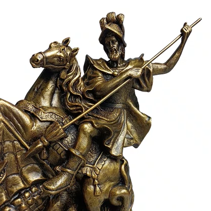Imagem de São Jorge com Pintura em Bronze de Resina Nacional - 28 cm