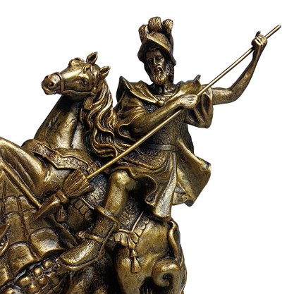 Imagem de São Jorge com Pintura em Bronze de Resina Nacional - 28 cm