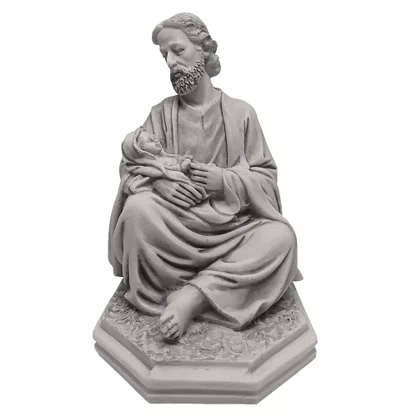 Imagem de São José Com Menino Jesus Colo em Mármore - 22 cm
