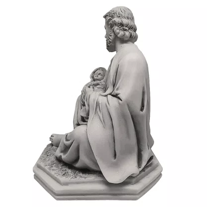Imagem de São José Com Menino Jesus Colo em Mármore - 22 cm