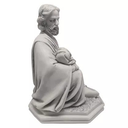 Imagem de São José Com Menino Jesus Colo em Mármore - 22 cm