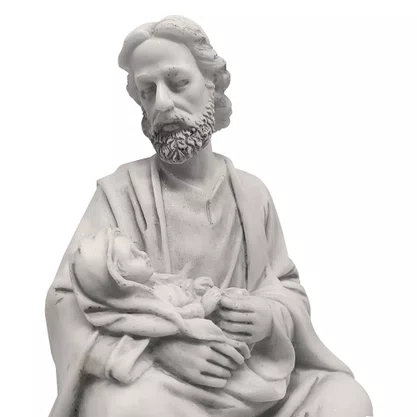Imagem de São José Com Menino Jesus Colo em Mármore - 22 cm