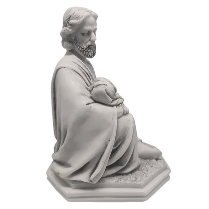 Imagem de São José Com Menino Jesus Colo em Mármore - 22 cm