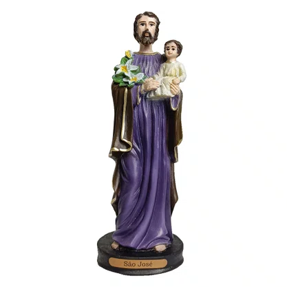 Imagem de São José com Menino Jesus no Colo de Resina Nacional - 19 cm