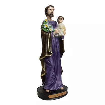 Imagem de São José com Menino Jesus no Colo de Resina Nacional - 19 cm