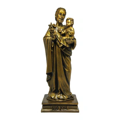 Imagem de São José em Mármore com Pintura Bronze - 30 cm