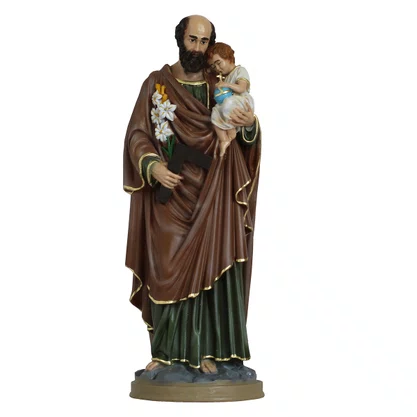 Imagem de São José Menino Jesus com Globo de Resina Nacional - 31 cm