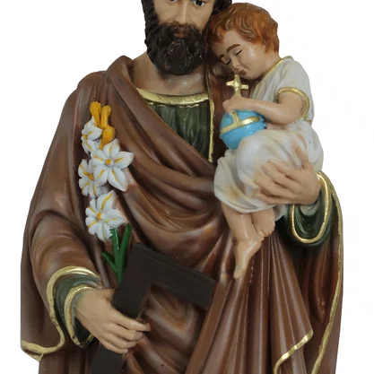 Imagem de São José Menino Jesus com Globo de Resina Nacional - 31 cm