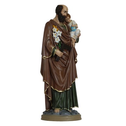 Imagem de São José Menino Jesus com Globo de Resina Nacional - 31 cm