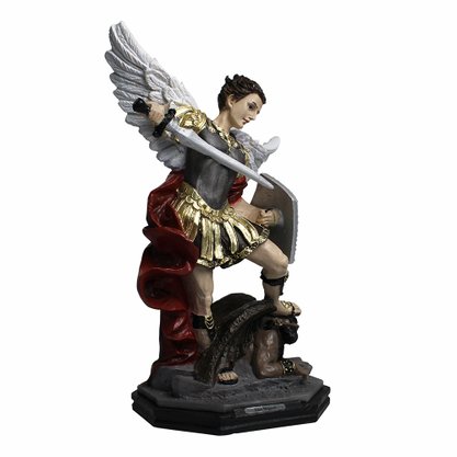 Imagem de São Miguel Arcanjo com Escudo em Resina Nacional - 30 cm