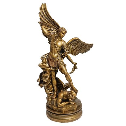Imagem de São Miguel Arcanjo em Mármore com Pintura em Bronze - 40cm