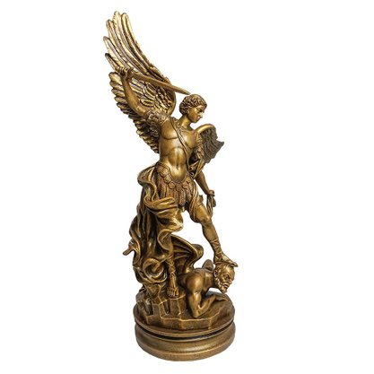 Imagem de São Miguel Arcanjo em Mármore com Pintura em Bronze - 40cm